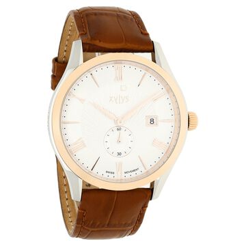 Xylys Swiss Analog with Date Brown Leather Strap Silver Dial Watch For Men