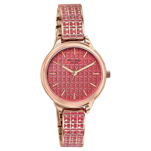 Poze By Sonata Quartz Analog Pink Dial Two Toned Metal Strap Watch For Women - image number 2