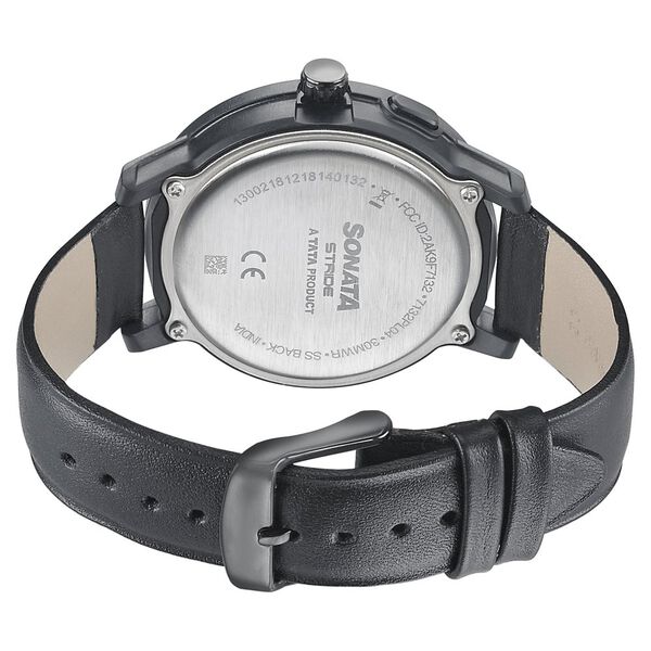 Sonata Stride Smart Black Dial Leather Strap Watch for Men - image number 3