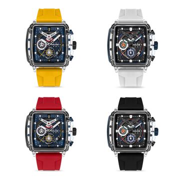 Police Quartz Chronograph Blue Dial Multicoloured Color Silicone Strap Watch For Men