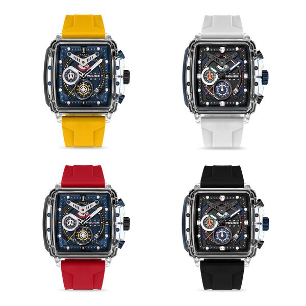 Police Quartz Chronograph Blue Dial Multicoloured Color Silicone Strap Watch For Men - image number 1