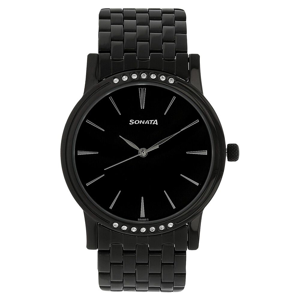 Sonata black chain new arrivals watch price
