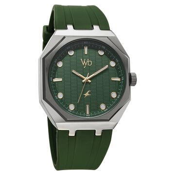Vyb Rebel By Fastrack Quartz Analog Green Dial Silicone Strap Watch For Guys