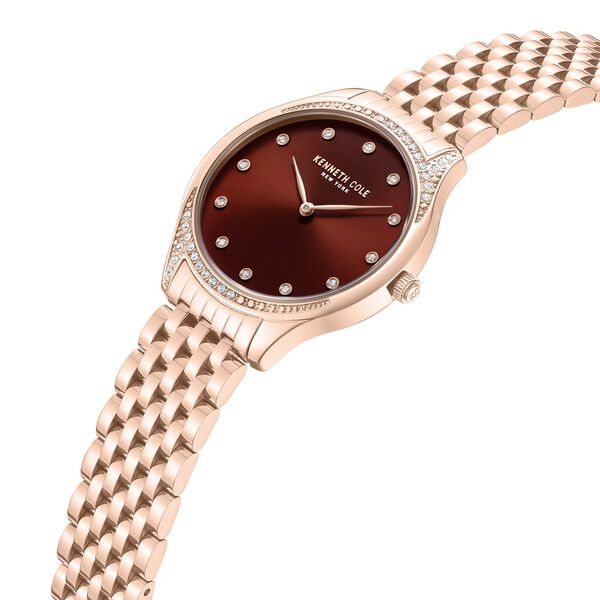 Kenneth Cole Quartz Analog Maroon Dial Rose Gold Colour Stainless Steel Strap Watch For Women - image number 3