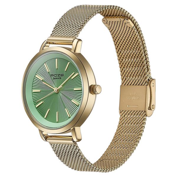 Sonata Poze Quartz Analog Green Dial Metal Strap Watch For Women - image number 3
