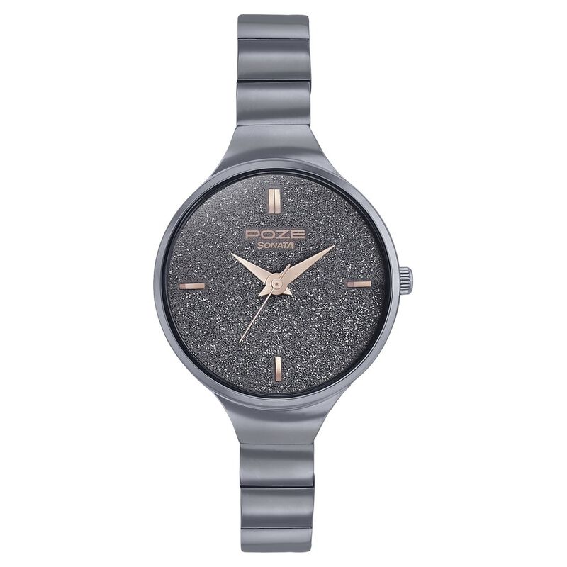 Poze by Sonata Quartz Analog Grey Dial Metal Strap Watch for Women