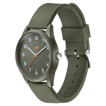 Sonata SF Field watch Quartz Analog Khaki Dial Brown Silicone Strap Watch For Men