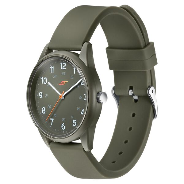 Sonata SF Field watch Quartz Analog Khaki Dial Brown Silicone Strap Watch For Men - image number 2