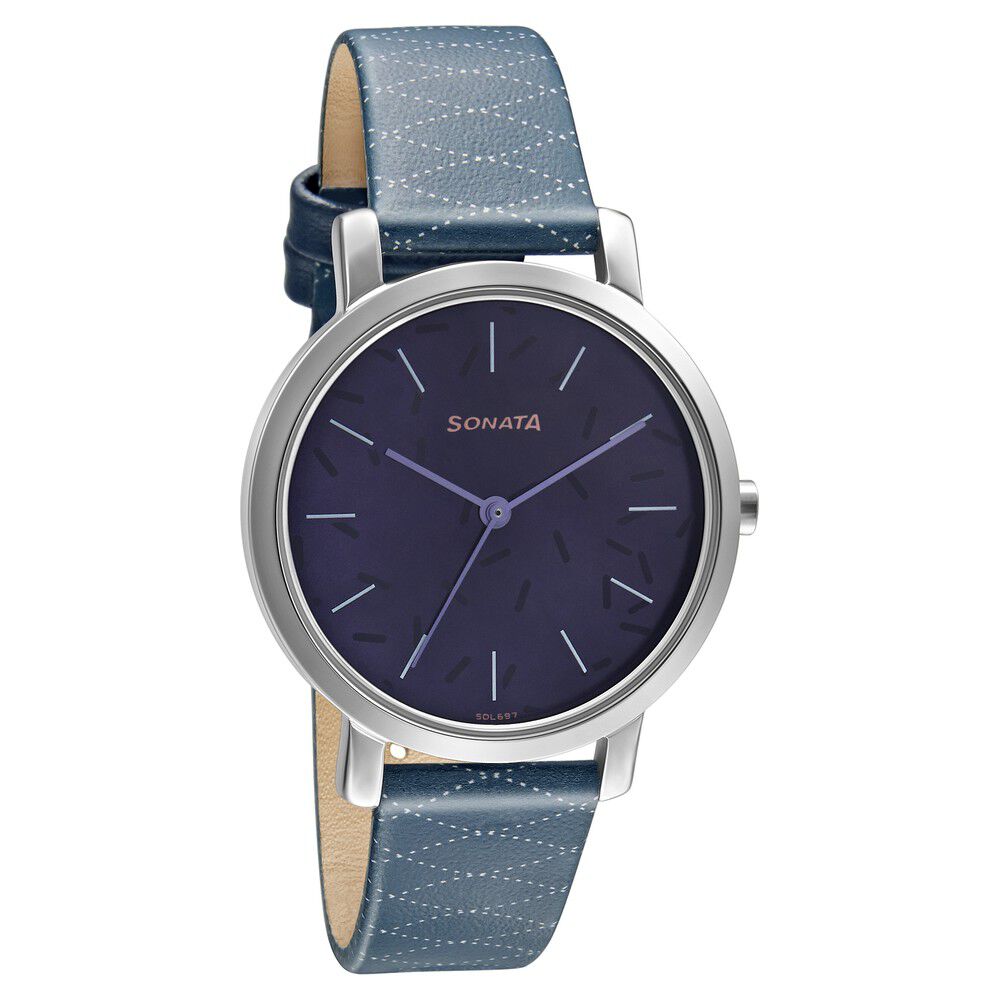 Sonata Play Blue Dial Women Watch With Leather Strap