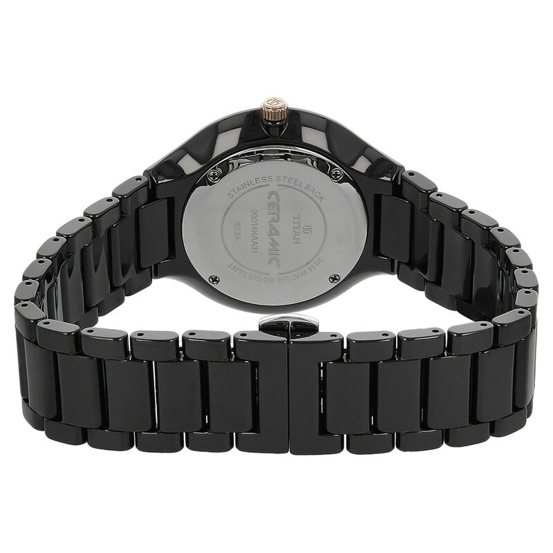 Titan Quartz Analog Black Dial Ceramic Strap Watch for Men - image number 3