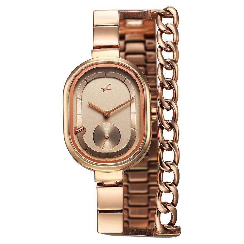 Fastrack Maximinimal Quartz Analog Grey Dial Stainless Steel Strap Watch for Girls