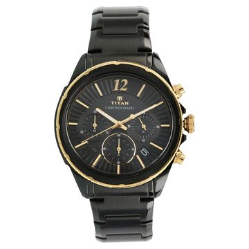 Titan Regalia Sovereign Black Dial Quartz Multifunction Stainless Steel Strap watch for Men