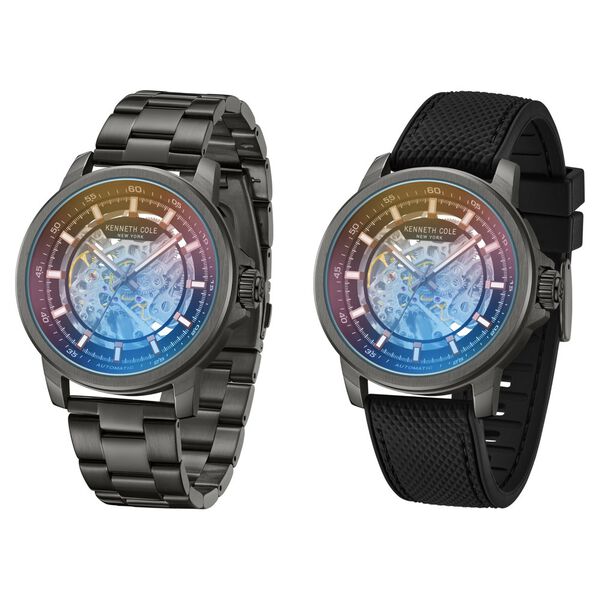 Kenneth Cole Automatic Grey Dial With Grey Stainless Steel & Silicone Strap Watch For Men - image number 3