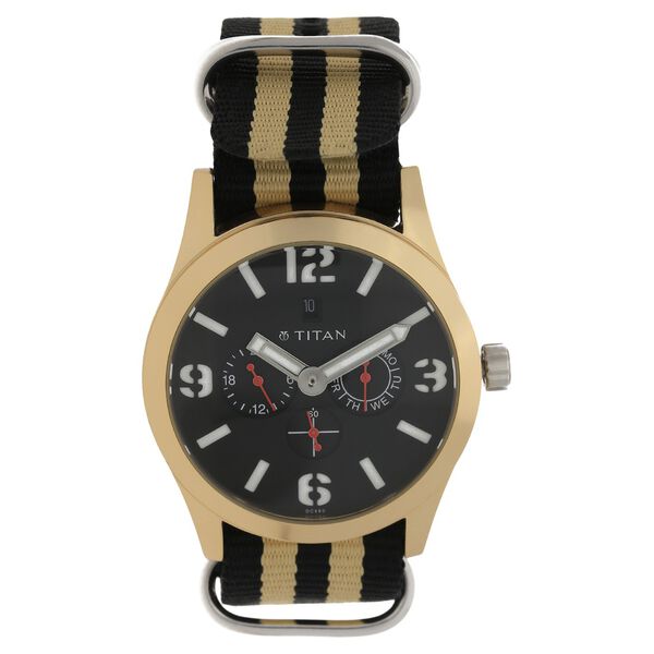 Titan Quartz Multifunction Black Dial Nylon Strap Watch for Men - image number 0