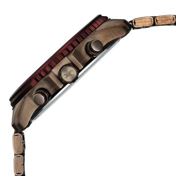 Fastrack Wild Quartz Chronograph Maroon Dial Chrome K Stainless Steel Strap Watch For Guys