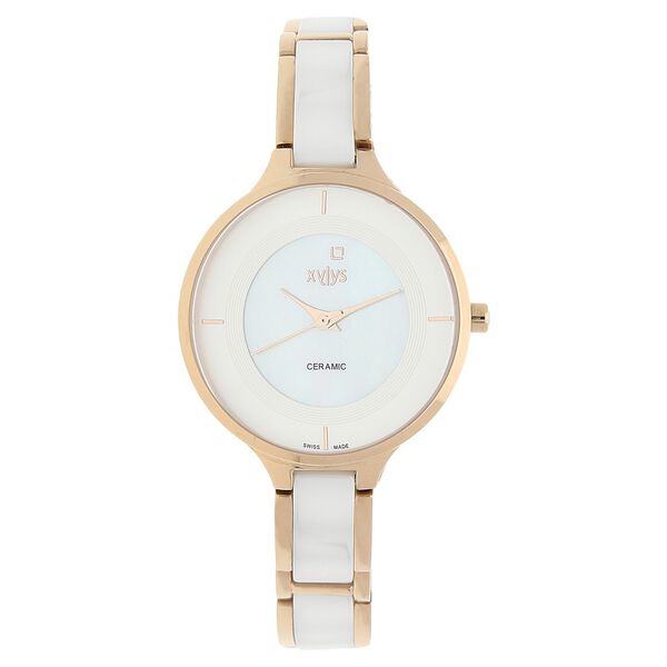 Xylys Seraphina Swiss Analog Steel & Ceramic Mother of Pearl White Dial Watch for Women - image number 0
