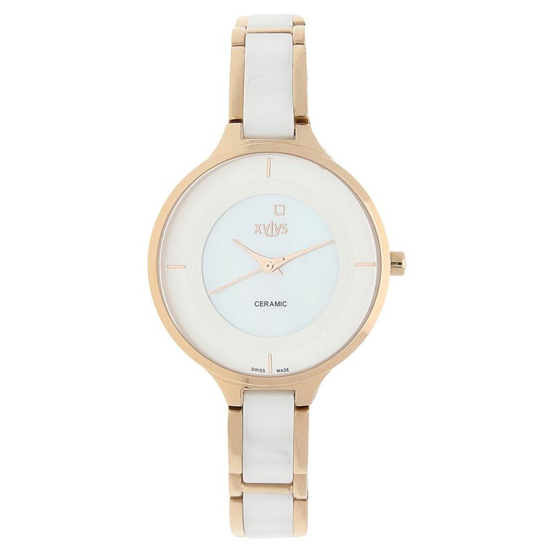Xylys Quartz Analog White Dial Steel & Ceramic Strap Watch for Women - image number 0
