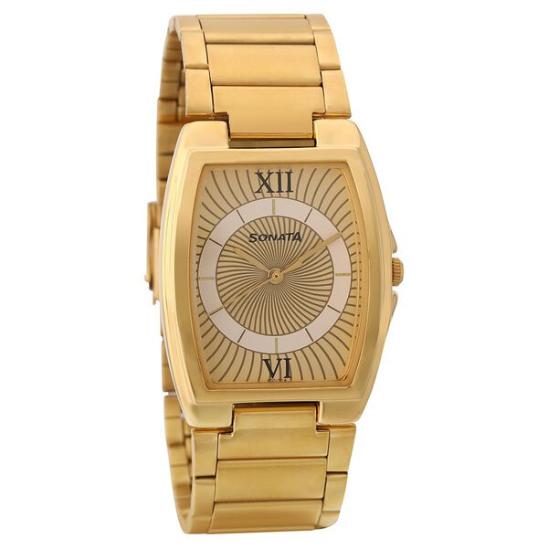 Sonata Quartz Analog Champagne Dial Metal Strap Watch for Men - image number 0