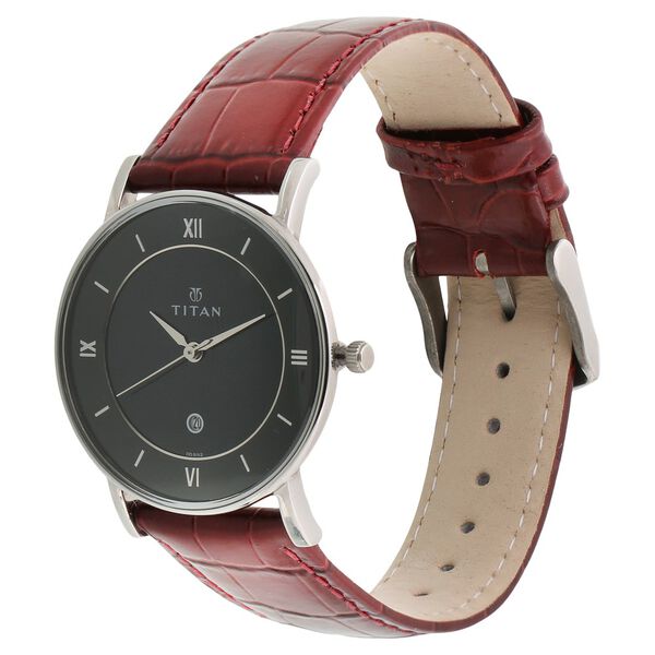 Titan Quartz Analog with Date Black Dial Leather Strap Watch for Men - image number 1
