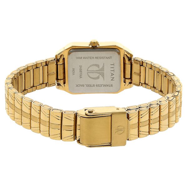 Titan Quartz Analog Champagne Dial Stainless Steel Strap Watch for Women - image number 3