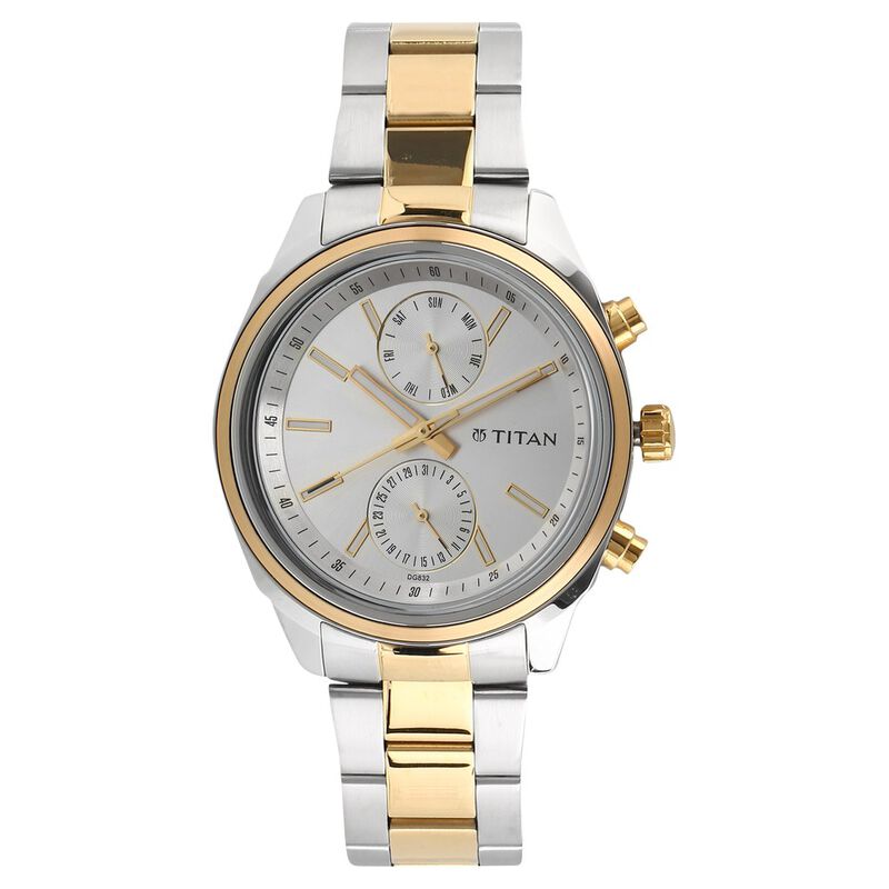 Titan Men's Metropolitan Luxe: Multifunction Silver Dial with Two-Tone Stainless Steel Bracelet Watch - image number 0