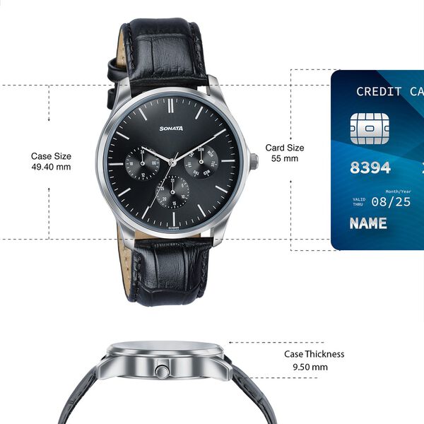 Sonata Men's Work Wear black dial Watch - Premium Multifunction design for everyday style - image number 3