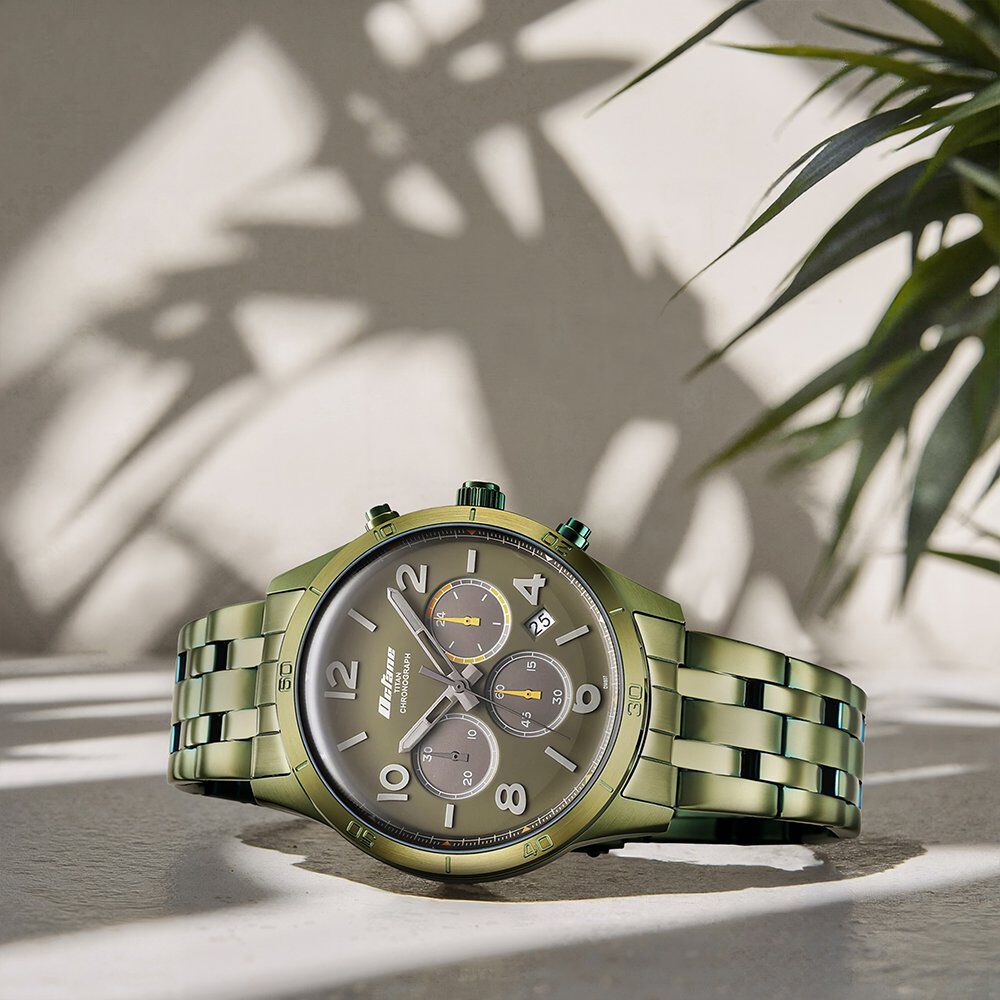 Titan Octane Classic Sporty Green Dial Chronograph Stainless Steel Strap watch for Men-image-20