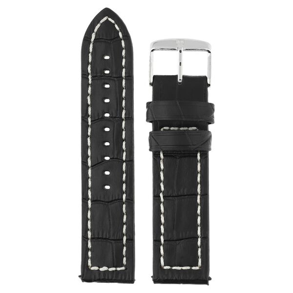 22 mm Black Genuine Leather Strap for Men - image number 0