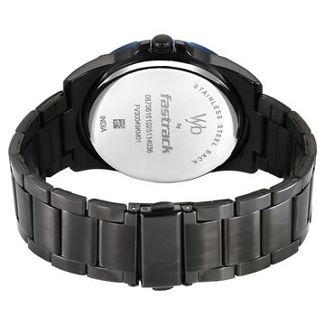 Vyb Horizon By Fastrack Quartz Analog Black Dial Black Metal Strap Watch For Guys