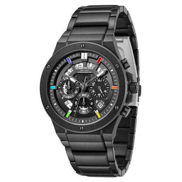 Kenneth Cole Quartz Chronograph Black Dial Black Stainless Steel Strap Watch For Men - image number 1