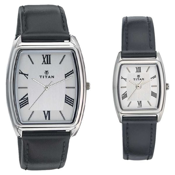 Titan Quartz Analog Silver Dial Watch for Couple - image number 0