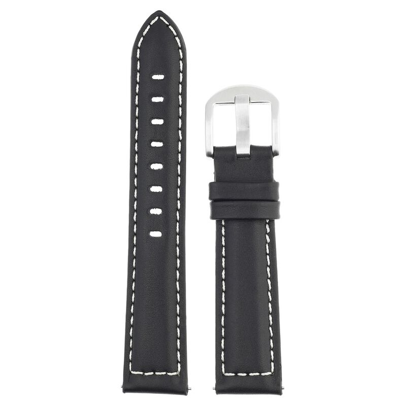 20 mm Black Genuine Leather Straps for Men