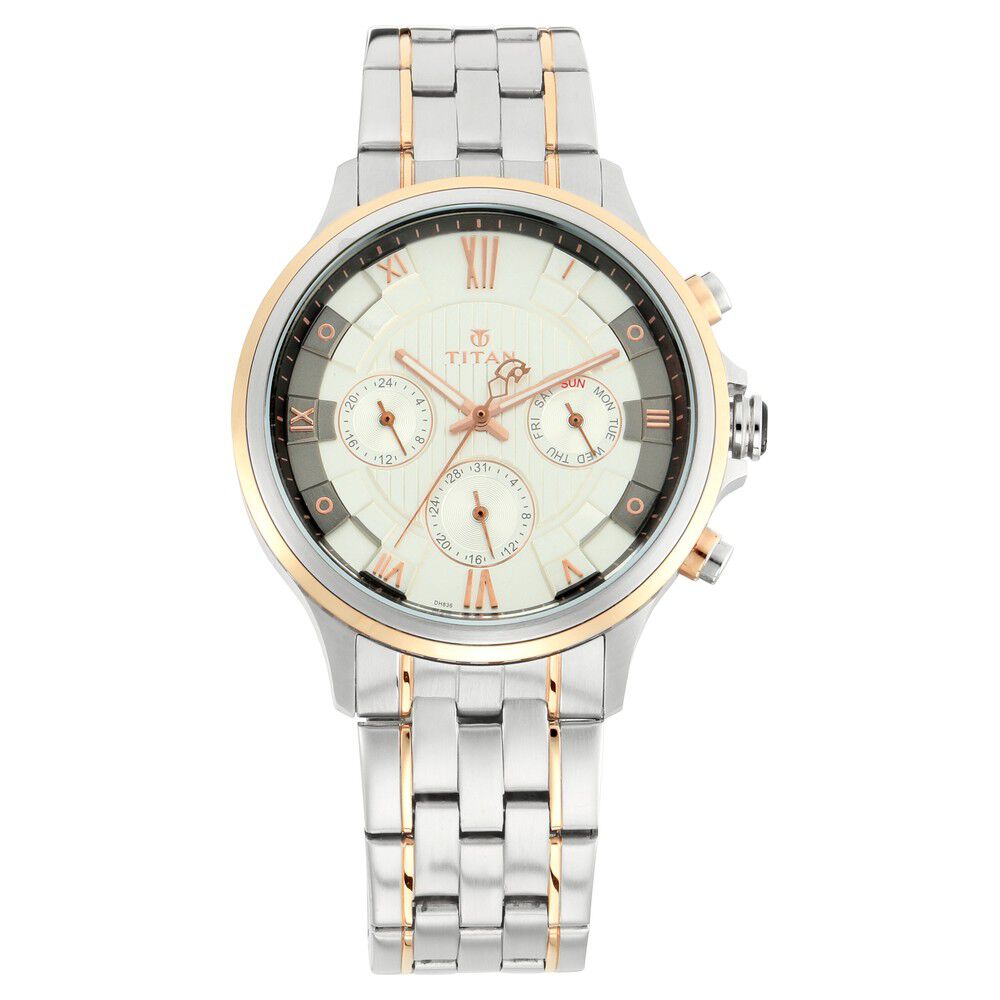 Buy Online Titan Grandmaster Silver Dial Quartz Multifunction Metal Strap Watch for Men nl1787km01 Titan