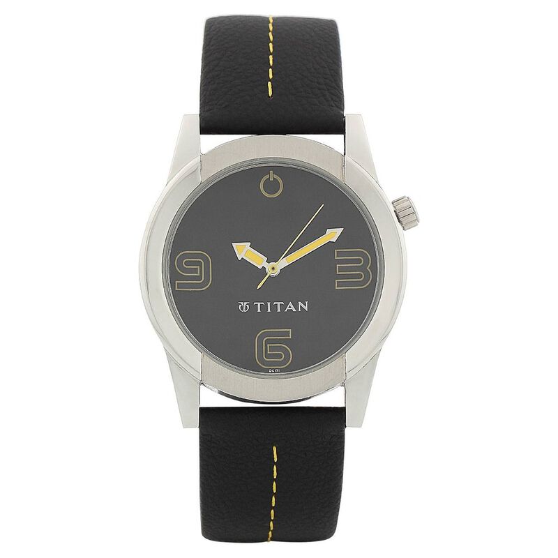 Titan Purple Black Dial Analog Leather Strap watch for Men