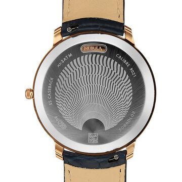 Titan Nebula Lustre 18 Karat Gold Quartz Analog with Date Blue Dial Blue Leather Strap Watch For Men