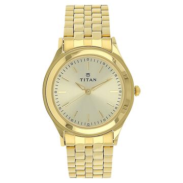 Titan Quartz Analog Champagne Dial Stainless Steel Strap Watch for Men
