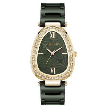 Anne Klein Quartz Analog Green Dial Green Ceramic Strap Watch For Women