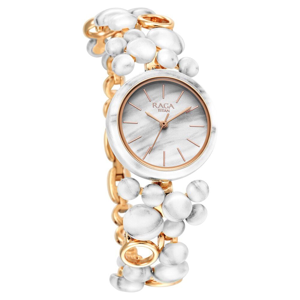 Titan raga analog white dial women's watch sales