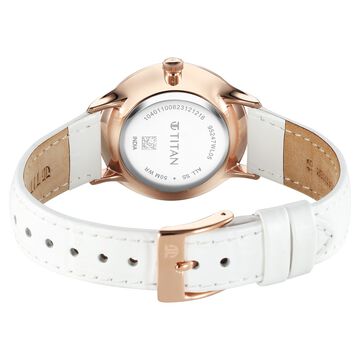 Titan Bright Leathers Silver Dial Analog with Date Leather Strap watch for Women