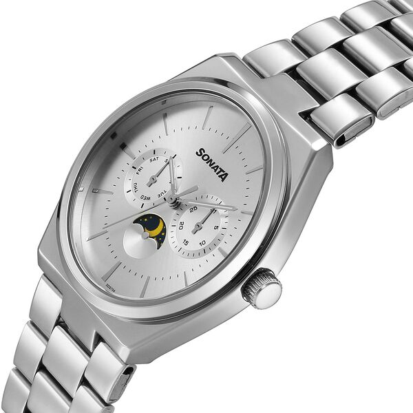 Sonata Festive Quartz Analog Silver Dial Metal Strap Watch For Men - image number 2