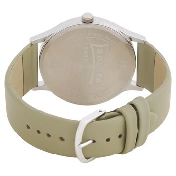 Sonata Knot White Dial Leather Strap Watch for Men