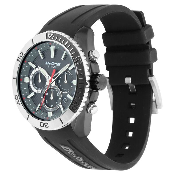 Titan Octane Hyper Lume Black Dial Chronograph Silicone Strap watch for Men - image number 2