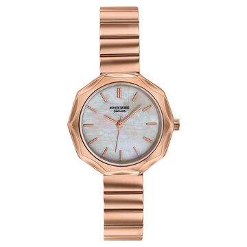 Poze Poze Quartz Analog White Dial Rose Gold Stainless Steel Strap Watch For Women