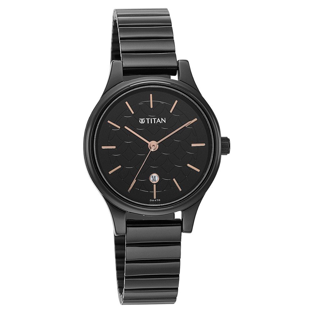 Buy Online Titan Karishma Black Dial Metal Strap Watch for Women