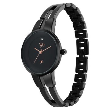 Fastrack Vyb Halo Quartz Analog Black Dial Metal Strap Watch for Girls