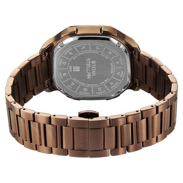 Titan Stellar Jumping Hour Micromotors Zodiac Analog with Dual Moonphase and Green Dial IP Bronze Stainless Steel Watch for Men