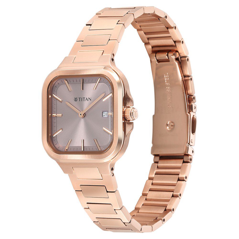 Titan stainless steel rectangular women's watch cheap