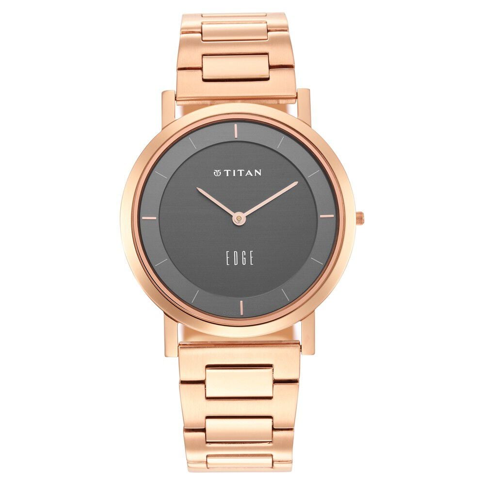 Buy Online Titan Edge Anthracite Dial Quartz Stainless Steel Strap