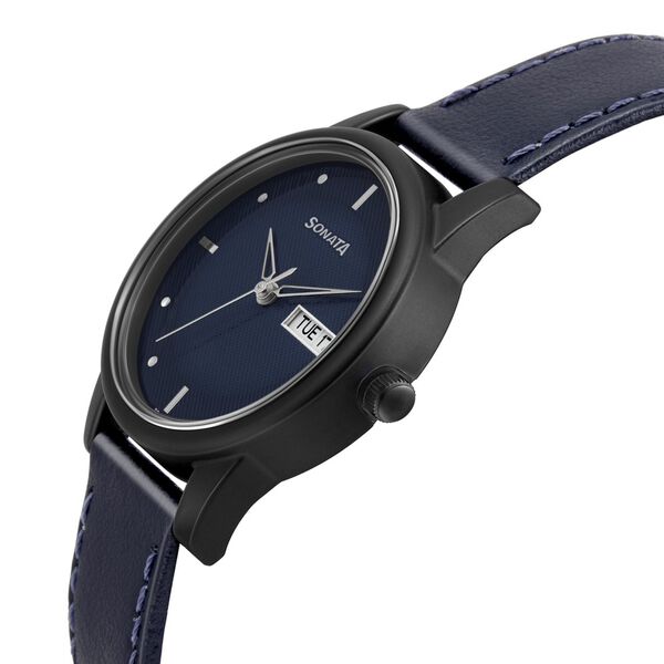 Sonata Lite Blue Dial Women Watch With Leather Strap - image number 2