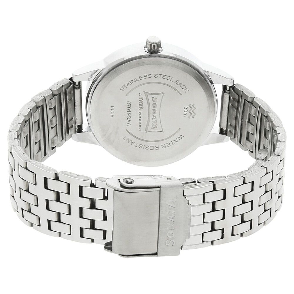 Buy Online Sonata Quartz Analog Black Dial Stainless Steel Strap Watch for Women 87019sm01j p Titan